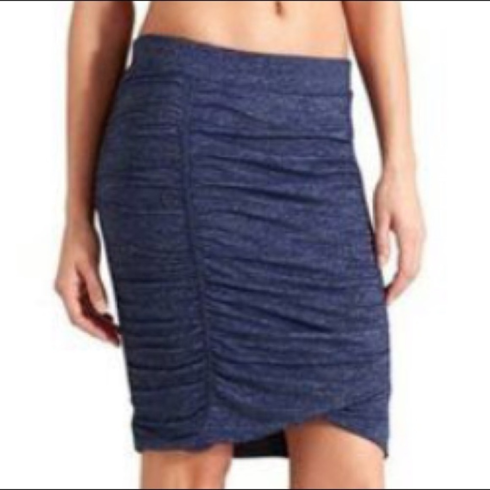 Athleta Blue Ruched Twisted Odyessy Skirt